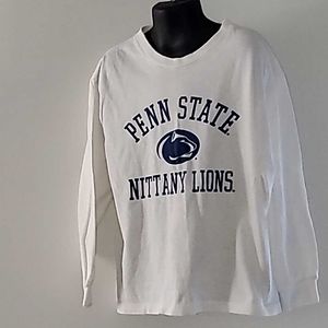 PENN STATE Kids Size Medium Long Sleeve Cotton TeeShirt White & Blue Let…